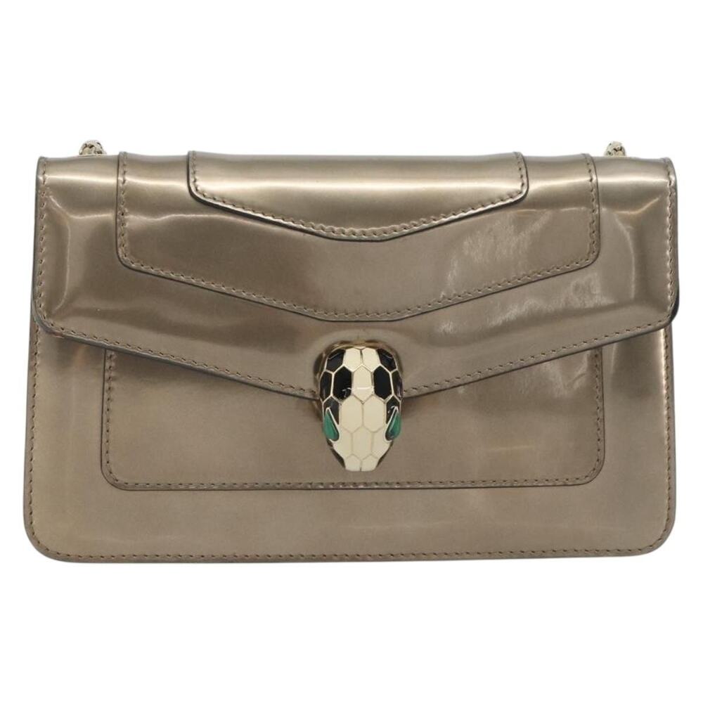 Bvlgari Leather Serpenti Shoulder Bag Gold
